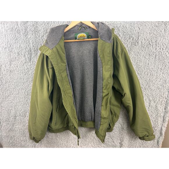 Cabela’s Outdoor Gear Men’s L Green Insulated Jacket Fleece  Hood Full Zip Shell - Picture 8 of 9